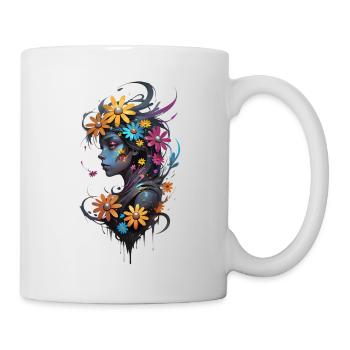 Fille Beauté et Fleurs - Mug blanc - blanc - Droite