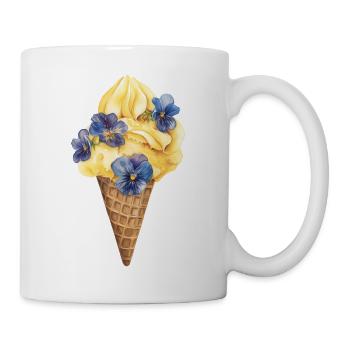 Glace à la vanille et fleurs bleues - Mug blanc - blanc - Droite