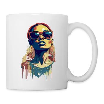 Schöne weibliche Malkunst Gesicht bunte Frau - Tasse - Weiß - Rechts