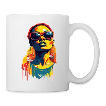Schöne weibliche Malkunst Gesicht bunte Frau - Tasse - Weiß - Rechts
