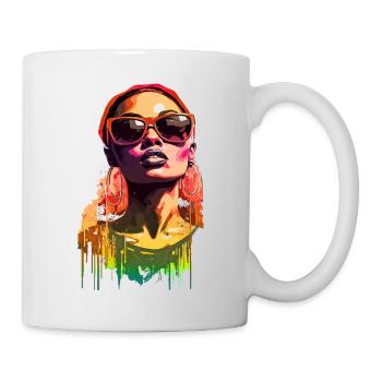 Schöne weibliche Malkunst Gesicht bunte Frau - Tasse - Weiß - Rechts