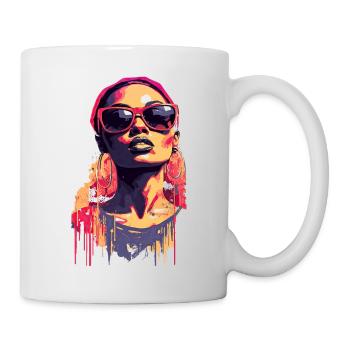 Schöne weibliche Malkunst Gesicht bunte Frau - Tasse - Weiß - Rechts