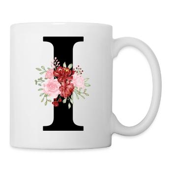 Lettre i floral rouge - Mug blanc - blanc - Droite