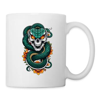 serpent squelette et tatouage - Mug blanc - blanc - Droite