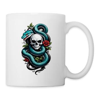 serpent squelette et tatouage - Mug blanc - blanc - Droite