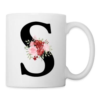 Lettre S floral rouge - Mug blanc - blanc - Droite