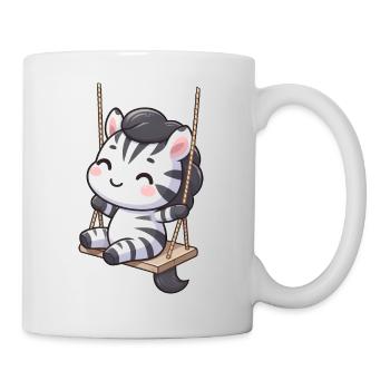 cartoon zebra auf einer schaukel - Tasse - Weiß - Rechts