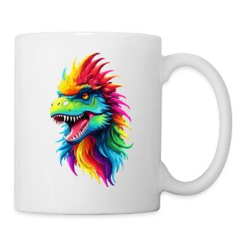 Dino Dinosaurier Saurier T-Rex Regenbogen Kinder - Tasse - Weiß - Rechts