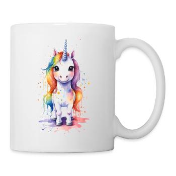 Rainbow Dreams: Kawaii Einhorn Aquarell - Tasse - Weiß - Rechts