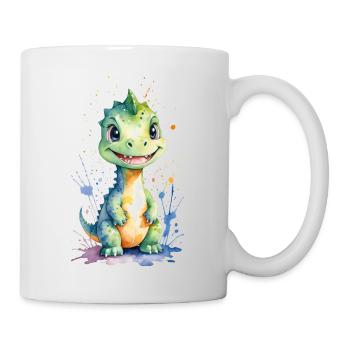 Dino Delight : Aquarelle Dinosaure Kawaii - Mug blanc - blanc - Droite