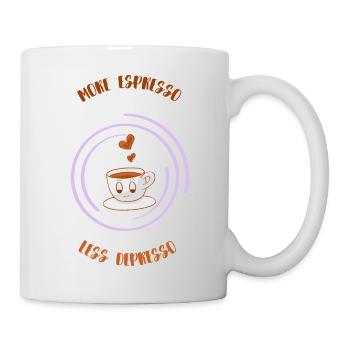 Espresso, Coffee, Kaffee, Latte, Geschenkidee, Fun - Tasse - Weiß - Rechts