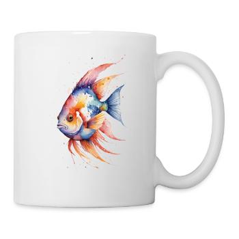 Lebendige Gewässer: Aquarell tropische Fische - Tasse - Weiß - Rechts