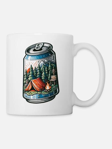 Camping Lagerfeuer Dose - Tasse - Weiß