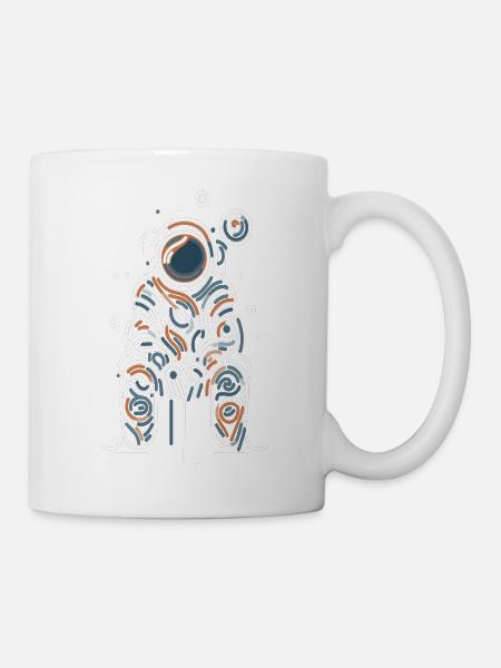 Kosmische Liebe - Linien-Astronaut - Tasse - Weiß