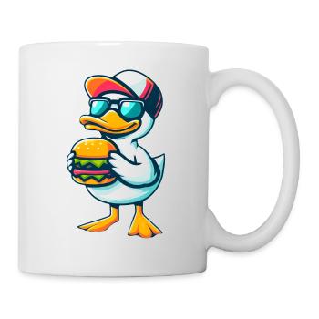 Cooler Erpel Hamburger Cheeseburger Fast Food - Tasse - Weiß - Rechts