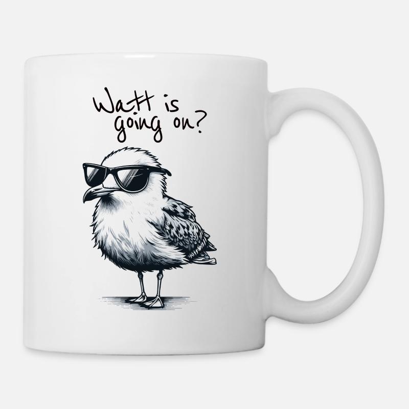 Watt va à Coole Möwe Nordsee Spruch - Mug blanc - blanc