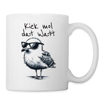 Kiek mol dat Watt Wattwanderer Möwe Spruch - Tasse - Weiß - Rechts