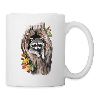 Niedlicher Waschbär in hohlem Baum für einen - Tasse - Weiß - Rechts
