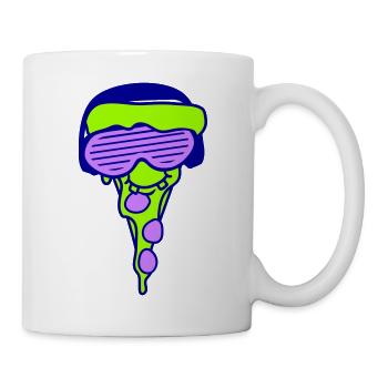 Pizza Slice Salami DJ Face Drôle Fête Musique - Mug blanc - blanc - Droite