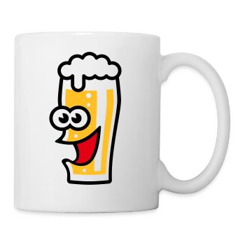 Happy Bierglas (Bier / Willibecher / Lustig / 3C) - Tasse - Weiß - Rechts