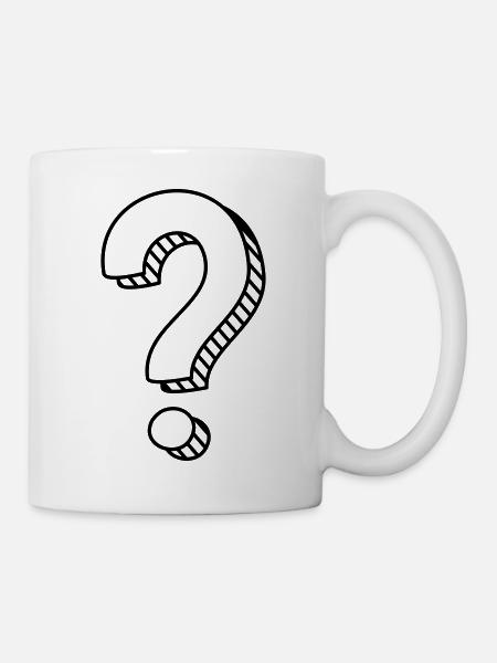 Fragezeichen mit Schatten einfarbig - Tasse - Weiß