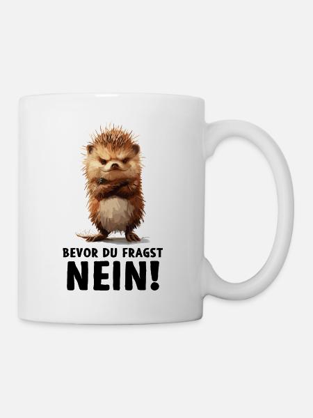 Hérisson Animal Forêt Nature Avant de demander Non - Mug blanc - blanc