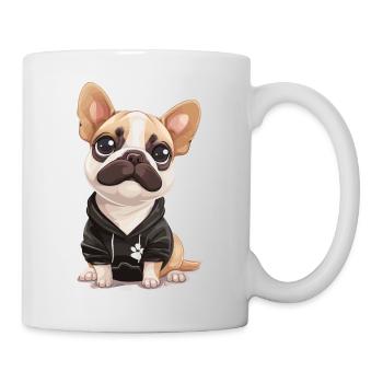 Niedliche Bulldogge Mops Hund - Tasse - Weiß - Rechts