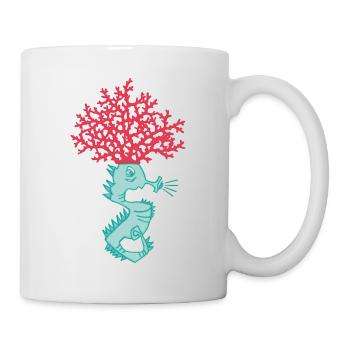 Seepferdchen mit einer Koralle auf dem Kopf - Tasse - Weiß - Rechts
