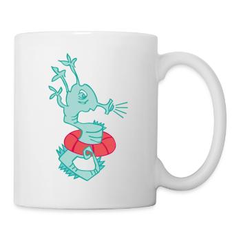 Lifeguard, seahorse with swimming ring - Mug - white - Right