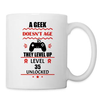Niveau 35 débloqué - T-shirt amusant pour le 35e anniversaire - Mug blanc - blanc - Droite