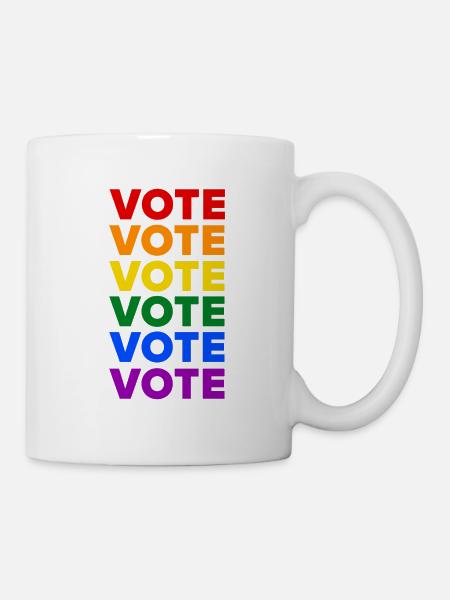 Repeat Voting – Pride Flag - LGBTQIA+ - Mug - white