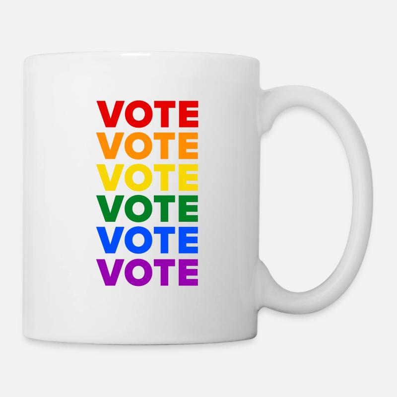 Repeat Voting – Pride Flag - LGBTQIA+ - Mug - white