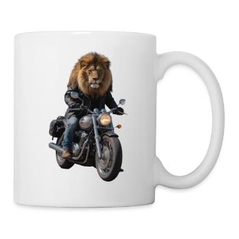 Lion motard - Mug blanc - blanc - Droite