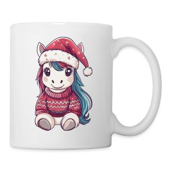 Einhorn Pony Weihnachten Comic Pferd - Tasse - Weiß - Rechts