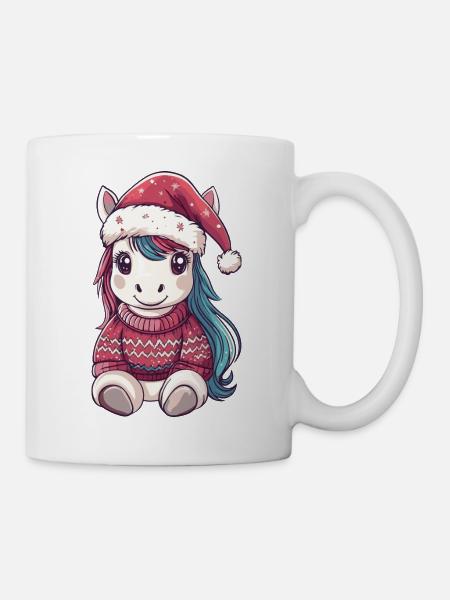 Einhorn Pony Weihnachten Comic Pferd - Tasse - Weiß