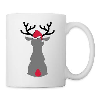 Elch mit Weihnachtsmütze - Tasse - Weiß - Rechts