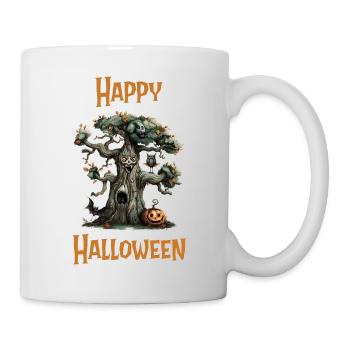 Halloween – Happy Halloween gruseliger alter Baum - Tasse - Weiß - Rechts