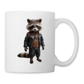 Waschbär in Biker-Montur - Tasse - Weiß - Rechts