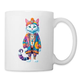 Hippie Cat - Tasse - Weiß - Rechts