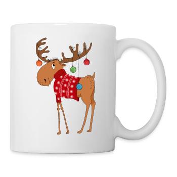 Elch im Pullover - Tasse - Weiß - Rechts