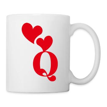 Buchstabe q rotes Herz - Tasse - Weiß - Rechts