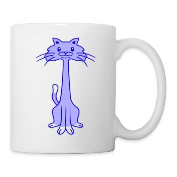 Drôle de chat à long cou regardant joyeux souriant - Mug blanc - blanc - Droite