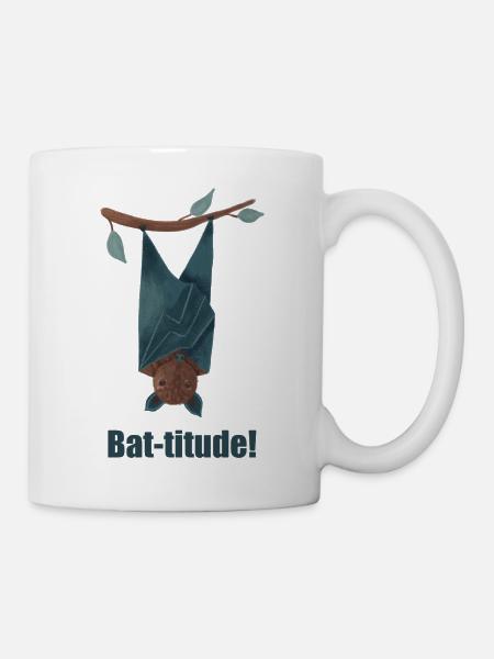 Bat-titude!, Halloween Bat, Attitude, Bats. - Mug - white