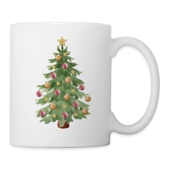 Weihnachtsbaum mit Dubbeglas-Christbaumkugeln - Tasse - Weiß - Rechts