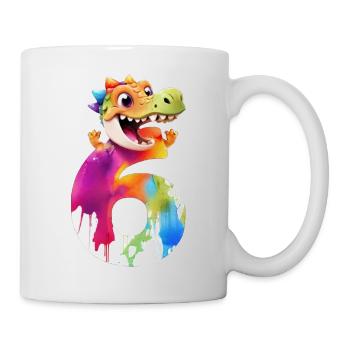 NUMÉRO 6 ANNÉES DINOSAURE 6ÈME ANNIVERSAIRE DINO - Mug blanc - blanc - Droite