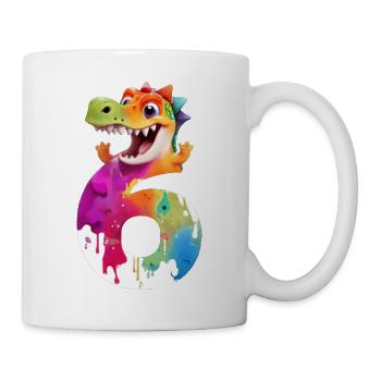 NUMÉRO 6 ANNÉES DINOSAURE 6ÈME ANNIVERSAIRE DINO - Mug blanc - blanc - Droite