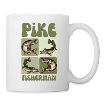 Hechtfischer – Vintage Hechtfisch Kunst - Tasse - Weiß - Rechts
