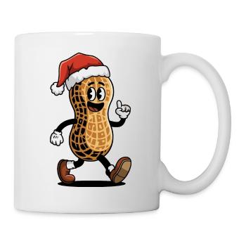 Festliche Erdnuss mit Weihnachtsmannmütze - Tasse - Weiß - Rechts