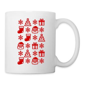 Weihnachtliche Symbole Muster - Tasse - Weiß - Rechts