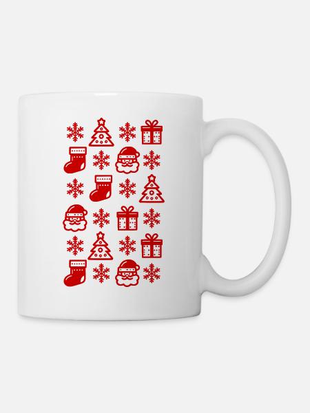 Weihnachtliche Symbole Muster - Tasse - Weiß
